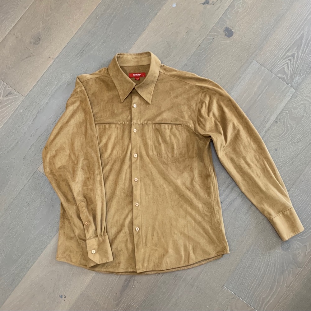 Modern Men’s Tan Suede Button Shirt
